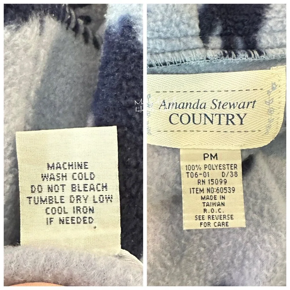 Amanda Stewart Country Blue Forest Animals Fleece Robe with Belt - Picture 9 of 9